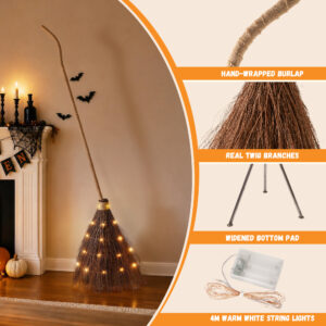 Halloween Decorations - 6 FT Giant Light Up Witch Broom, Vintage Witches Broomstick Fall Decor - Image 7