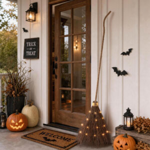 Halloween Decorations - 6 FT Giant Light Up Witch Broom, Vintage Witches Broomstick Fall Decor - Image 6