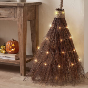 Halloween Decorations - 6 FT Giant Light Up Witch Broom, Vintage Witches Broomstick Fall Decor - Image 3