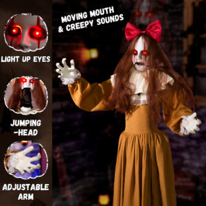 Halloween Animatronics Decorations, 6FT Animated Lifesize Scary Haunted Jumpscare Lady Ghost - Image 7