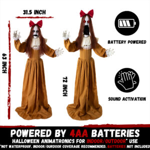 Halloween Animatronics Decorations, 6FT Animated Lifesize Scary Haunted Jumpscare Lady Ghost - Image 6