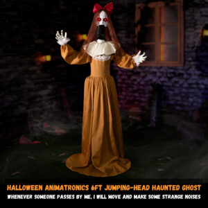 Halloween Animatronics Decorations, 6FT Animated Lifesize Scary Haunted Jumpscare Lady Ghost - Image 4