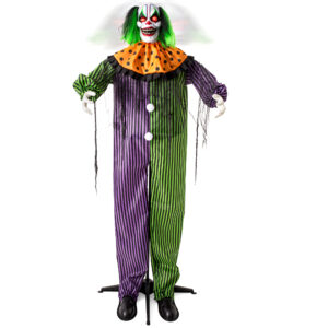 Halloween Decorations Animatronic Clown 72" Horror Clown Animated Standing Sound Activated
