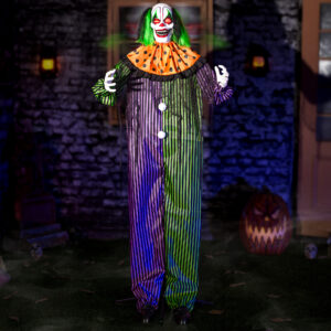 Alternative view of Halloween Decorations Animatronic Clown 72" Horror Clown Animated Standing Sound Activated