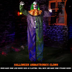 Halloween Decorations Animatronic Clown 72" Horror Clown Animated Standing Sound Activated - Image 4