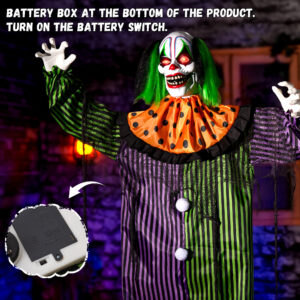 Halloween Decorations Animatronic Clown 72" Horror Clown Animated Standing Sound Activated - Image 3