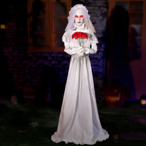 Alternative view of Halloween Animatronics Decorations 65 inch Bride Ghost with the Swapped Face