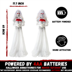 Halloween Animatronics Decorations 65 inch Bride Ghost with the Swapped Face - Image 6