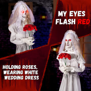 Halloween Animatronics Decorations 65 inch Bride Ghost with the Swapped Face - Image 5