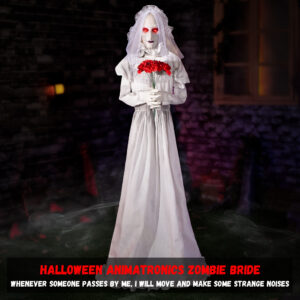 Halloween Animatronics Decorations 65 inch Bride Ghost with the Swapped Face - Image 4