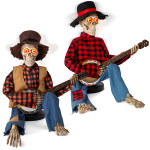 Halloween Animatronics Banjo Skeletons Duo Decorations