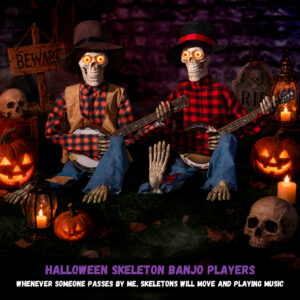 Halloween Animatronics Banjo Skeletons Duo Decorations - Image 4