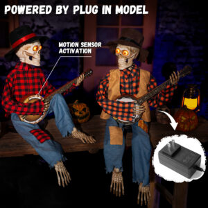 Halloween Animatronics Banjo Skeletons Duo Decorations - Image 3