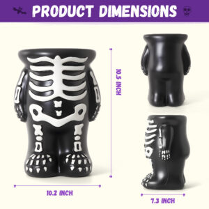 Alternative view of Halloween Decorations Skeleton Pumpkin Stand, Black & White Torso Candy Bowl Holder