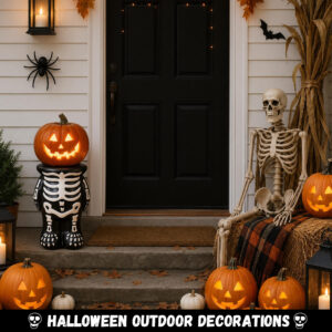 Halloween Decorations Skeleton Pumpkin Stand, Black & White Torso Candy Bowl Holder - Image 3