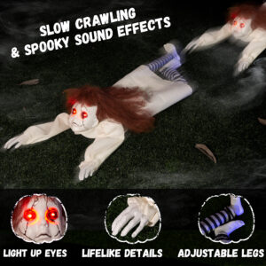 Halloween Animatronics Doll Decorations, Animated Crawling Zombie Doll - Image 7