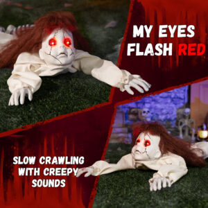 Halloween Animatronics Doll Decorations, Animated Crawling Zombie Doll - Image 5