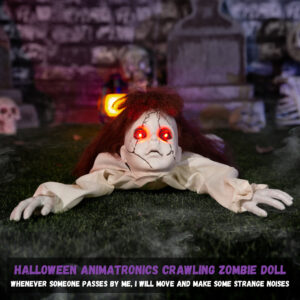 Halloween Animatronics Doll Decorations, Animated Crawling Zombie Doll - Image 4