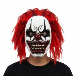 ELAMAS Halloween Creepy Mask Scary Clown Mask for Costume Party, Red