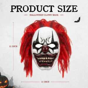 ELAMAS Halloween Creepy Mask Scary Clown Mask for Costume Party, Red - Image 7