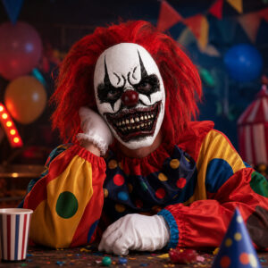 ELAMAS Halloween Creepy Mask Scary Clown Mask for Costume Party, Red - Image 4