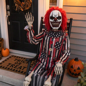 ELAMAS Halloween Creepy Mask Scary Clown Mask for Costume Party, Red - Image 3