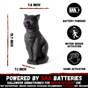 Halloween Animatronics Decorations 15.7inch Animated Black Cat - Image 6