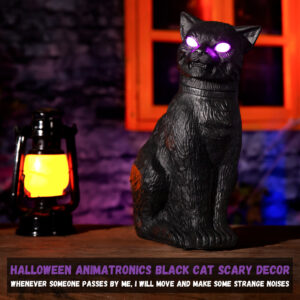 Halloween Animatronics Decorations 15.7inch Animated Black Cat - Image 4