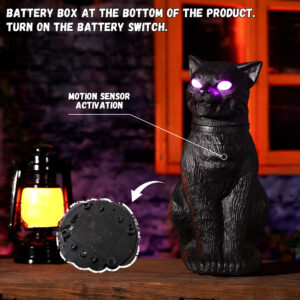 Halloween Animatronics Decorations 15.7inch Animated Black Cat - Image 3