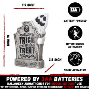 Halloween Decorations Animatronic Tombstone with Pop-Up Ghost - Image 6