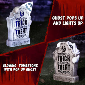Halloween Decorations Animatronic Tombstone with Pop-Up Ghost - Image 5