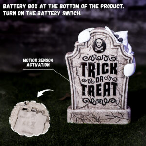 Halloween Decorations Animatronic Tombstone with Pop-Up Ghost - Image 3