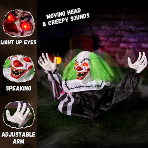 Halloween Animatronics Clown Decorations Outdoor, Animated Groundbreaker Clown - Image 7