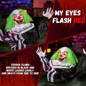 Halloween Animatronics Clown Decorations Outdoor, Animated Groundbreaker Clown - Image 5