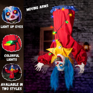 Halloween Decorations Animatronic Clown Creepy Hanging or Standing Horror Clown - Image 7