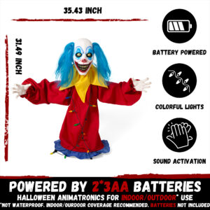 Halloween Decorations Animatronic Clown Creepy Hanging or Standing Horror Clown - Image 6
