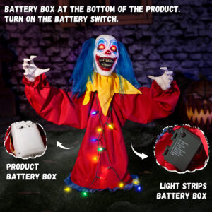 Halloween Decorations Animatronic Clown Creepy Hanging or Standing Horror Clown - Image 3