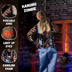 Halloween Decorations Animatronic Hanging Zombie with Chain - Image 7