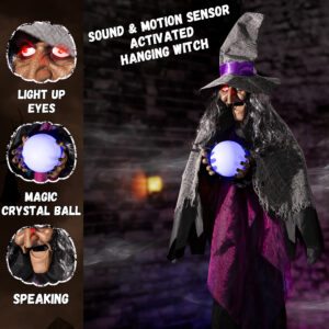 Halloween Animatronics Decorations 67inch Hanging Talking Witch - Image 7
