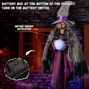 Halloween Animatronics Decorations 67inch Hanging Talking Witch - Image 3