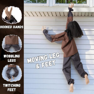 Halloween Decorations Animatronic Climbing Zombie Faceless Hanging Creepy Zombie Prop Sound Activated - Image 7