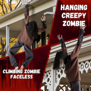Halloween Decorations Animatronic Climbing Zombie Faceless Hanging Creepy Zombie Prop Sound Activated - Image 5