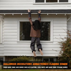 Halloween Decorations Animatronic Climbing Zombie Faceless Hanging Creepy Zombie Prop Sound Activated - Image 4