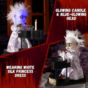 Halloween Animatronics Decorations, 13.7'' Creepy Doll with Piano - Image 5
