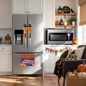 Alternative view of 5 Pack Halloween Refrigerator Handle Covers, Pumpkin Kitchen Appliance Handle Covers