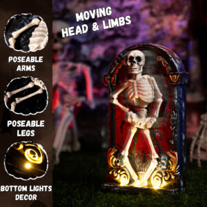 Halloween Decorations Animatronic Dancing Skeleton Built-in Tombstone - Image 7