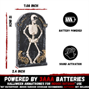 Halloween Decorations Animatronic Dancing Skeleton Built-in Tombstone - Image 6