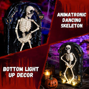 Halloween Decorations Animatronic Dancing Skeleton Built-in Tombstone - Image 5