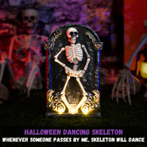 Halloween Decorations Animatronic Dancing Skeleton Built-in Tombstone - Image 4