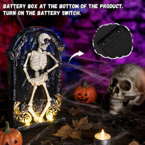 Halloween Decorations Animatronic Dancing Skeleton Built-in Tombstone - Image 3
